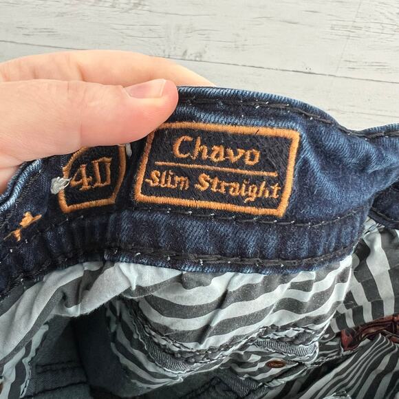 Rock Revival Dark Wash Chavo Slim Straight Jeans Size 40 - Picture 4 of 10
